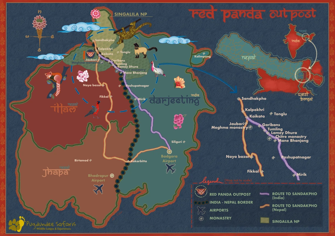 Red Panda Outpost Route Map to Singalila National Park